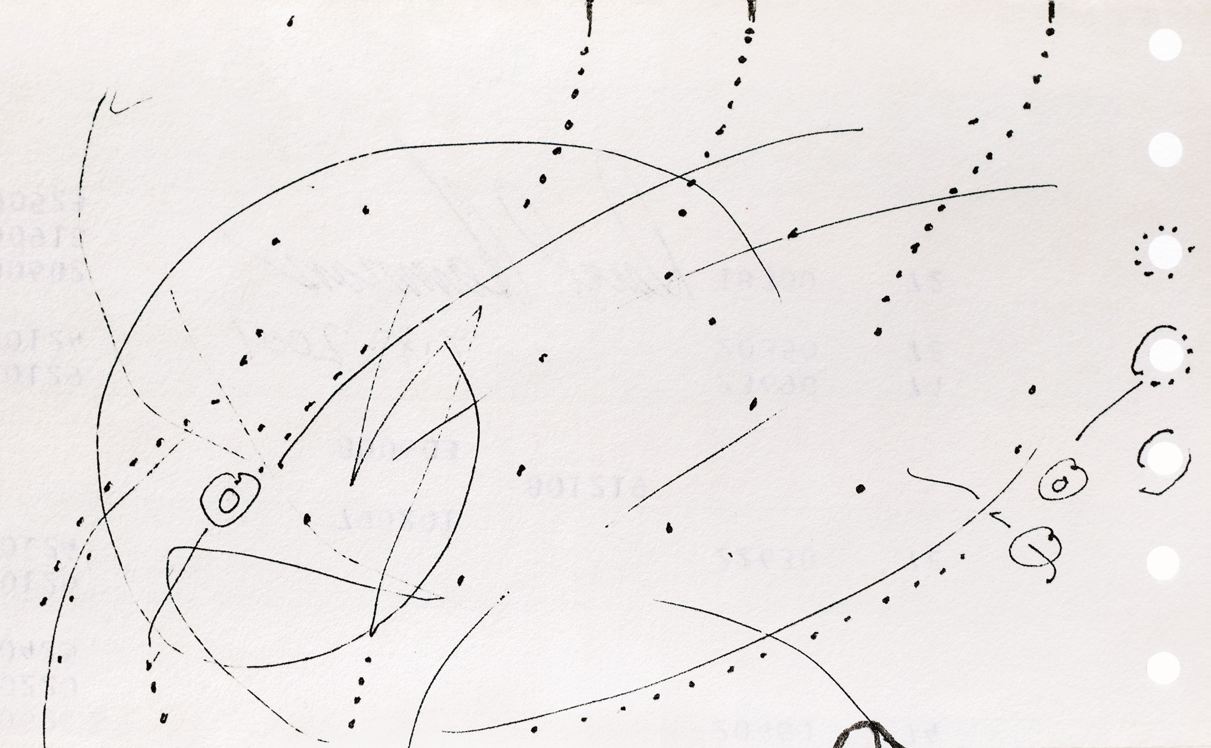 Detail of drawn contribution by David Hammons to Ted Joans, Long Distance Exquisite Corpse, drawings on computer paper, 1976-2005.