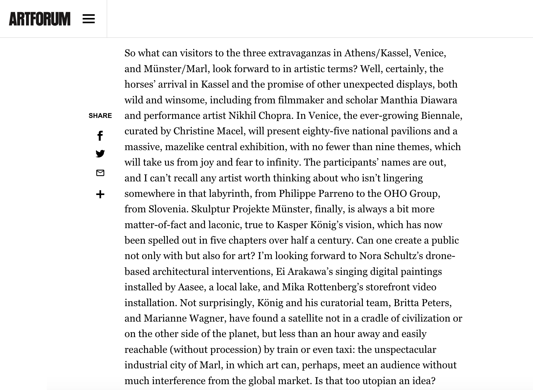 Artforum | May 2017 | Daniel Birnbaum