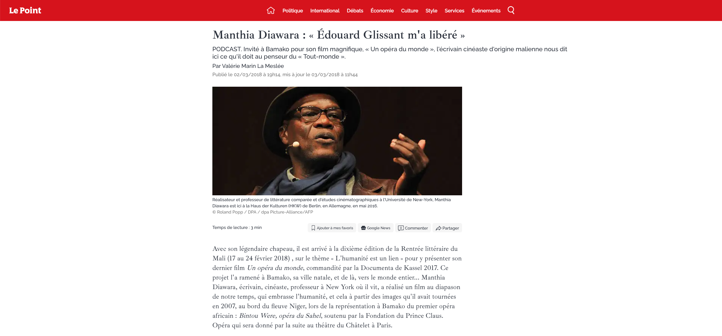 Le Point | March 2018 | Valérie Marin La Meslée
