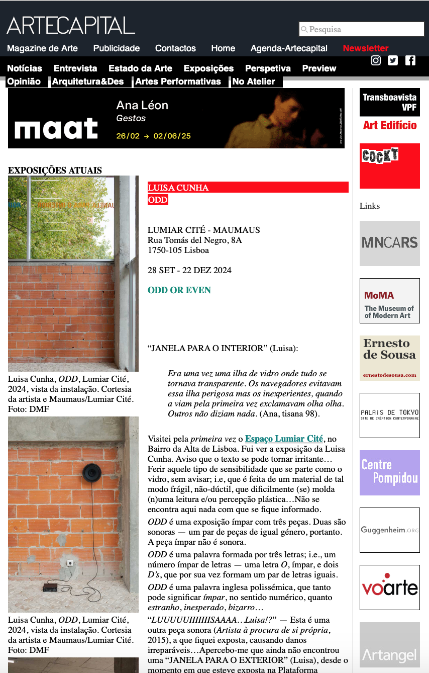 ARTECAPITAL | ED 2024 | Madalena Folgado | https://www.artecapital.net/exposicao-849-luisa-cunha-odd
